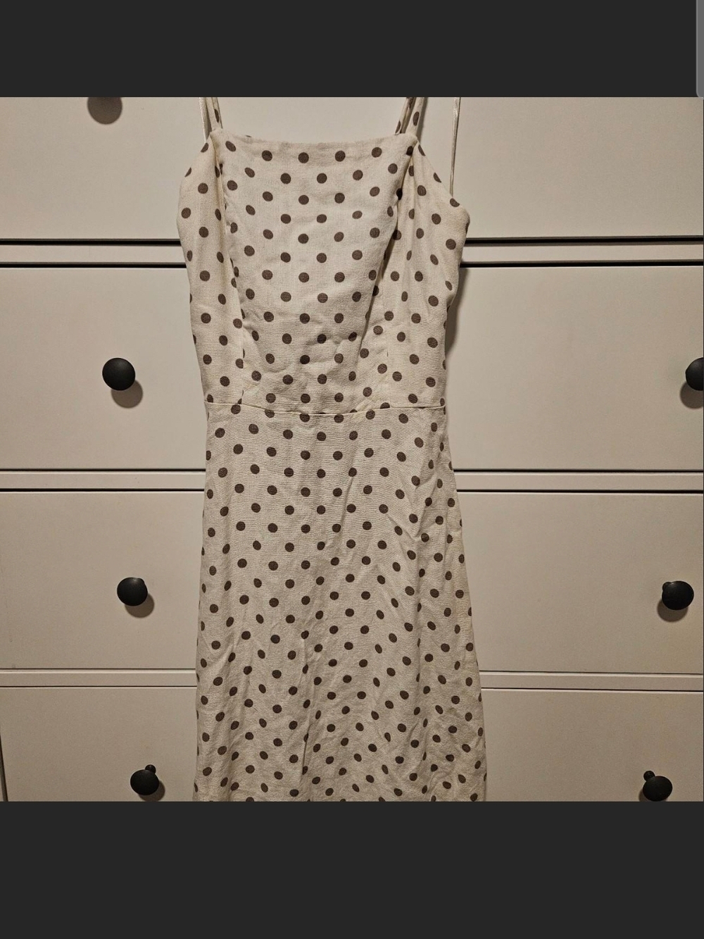 Monteau White Mini Dress with Brown Polka Dots